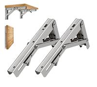 Melairy Escuadra Abatible, 2Pcs Bisagra Mesa Abatible Escuadras para Estanterias, Pared Bisagras Mesa Plegable Bricolaje Ahorrar Espacio Soporte de Estante Plegable Pesado