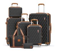 Melalenia 7 PCS Juego de Maletas, ABS Set de Trolley Viaje Rígidas(30/46/53/63/73cm), Ultrasligera Maleta de Mano, 4 Ruedas Dobles Giratorias y Cerradura TSA Incluye Bolsa, Neceser y Bolsa de Viaje