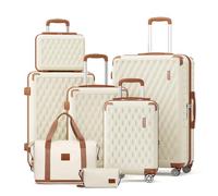 Melalenia 7 PCS Juego de Maletas, ABS Set de Trolley Viaje Rígidas(30/46/53/63/73cm), Ultrasligera Maleta de Mano, 4 Ruedas Dobles Giratorias y Cerradura TSA Incluye Bolsa, Neceser y Bolsa de Viaje