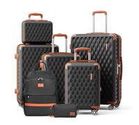 Melalenia 7 PCS Juego de Maletas, ABS Set de Trolley Viaje Rígidas(30/46/53/63/73cm), Ultrasligeras Maleta de Mano, 4 Ruedas Dobles Giratorias y Cerradura TSA Incluye Bolsa, Neceser y Mochila