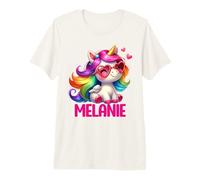 Melanie Unicorn Nombre Personalizado Diseño Camiseta Premium