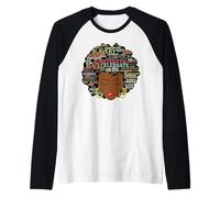 Melanin Black Women Natural Hair Afro Word Art Juneteenth Camiseta Manga Raglan