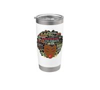 Melanin Black Women Natural Hair Afro Word Art Juneteenth Vaso térmico de acero inoxidable de doble pared
