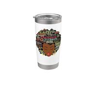 Melanin Black Women Natural Hair Afro Word Art Juneteenth Vaso térmico de acero inoxidable de doble pared