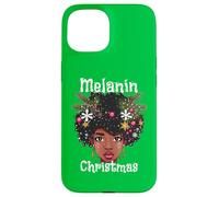 Melanin Christmas Ugly Sweater Verde Negro Niña Magic Queen Carcasa para iPhone 15
