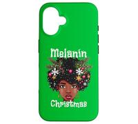 Melanin Christmas Ugly Sweater Verde Negro Niña Magic Queen Carcasa para iPhone 16