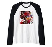 Melanin Floral Woman Black History Month African American Camiseta Manga Raglan
