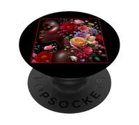Melanin Floral Woman Black History Month African American PopSockets PopGrip Adhesivo