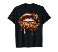 Melanin Lips Golden Drip Beauty Statement Art Camiseta gráfica económica