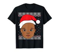 Melanin Prince Christmas Black Boy, Navidad, Piel marrón, diversión para niños Camiseta