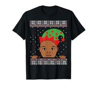 Melanin Prince Christmas Black Boy, Navidad, Piel marrón, diversión para niños Camiseta