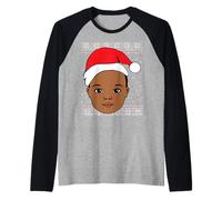 Melanin Prince Christmas Black Boy, Navidad, Piel marrón, diversión para niños Camiseta Manga Raglan