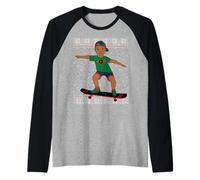 Melanin Prince Christmas Black Boy, Navidad, Piel marrón, diversión para niños Camiseta Manga Raglan
