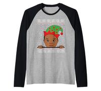 Melanin Prince Christmas Black Boy, Navidad, Piel marrón, diversión para niños Camiseta Manga Raglan