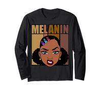 Melanina Black History Month Juneteenth Queen Brown Skin Girl Manga Larga
