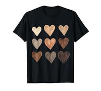 Melanina Corazones Justicia Social Igualdad Unidad Protesta Camiseta gráfica económica, Hombre, Negro, XL