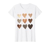 Melanina Corazones Justicia Social Igualdad Unidad Protesta Camiseta gráfica económica, Mujer, Blanco, M