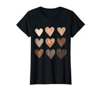 Melanina Corazones Justicia Social Igualdad Unidad Protesta Camiseta gráfica económica, Mujer, Negro, XS