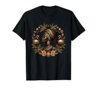 Melanina Diosa Afrocéntrica Reina Africana Floral Círculo Camiseta
