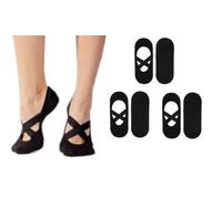 Melankoli Calcetines antideslizantes para niñas de 6 a 8 años, para pilates, yoga, baile, ballet, etc, 3 pares de yoga negro, 6-8 años