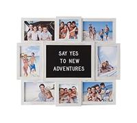 MELANNCO Tablero de letras con collage de fotos de 8 aperturas, blanco envejecido, 48 x 43 cm, 8 aperturas