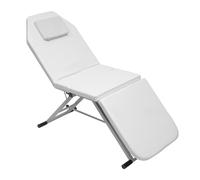 MELAQULY Camilla de masaje plegable, 71 pulgadas, salón de tatuajes portátil, cama facial, silla cosmética profesional, equipo de belleza (tono blanco)