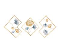 MELAQULY Juego de 3 decoraciones de pared de metal de Ginkgo, escultura de pared 3D, decoración de pared para el hogar, salón, dormitorio, oficina, cocina, pasillo, mural premium con efecto profundo