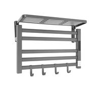 MELAQULY Toallero eléctrico, 55 x 40 cm, 95 W, secador de toallas con estante de almacenamiento, calentador de toallas inteligente con temporizador y termostato, 30-70 ℃ (gris)
