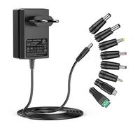 melasta 12V 2A AC/DC Adaptador de Alimentación para 12V Electrónicos, 24W Fuente de Alimentación Universal con 8 Conectores