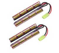 melasta 9.6V 1600mAh NiMH Batería Airsoft con (Mini Tamiya Conector) para M4, G36C, MP5, M14, M16, M110, SR25, M249, M240B, G36, RPK, PKM, L85, Agosto, G3, 2 Pack