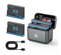 melasta para Batería Insta360 x5, con 2 Baterías de Iones de Litio (2800mAh) y 1 Cargador de Batería, con Capacidad para Almacenar una Tarjeta SD