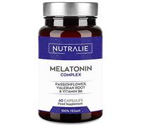 Melatonina 1,8mg Complex - Conciliar Sueño y Jet Lag - Valeriana + Pasiflora + Vit B6-60 Cápsulas Veganas Melatonin Complex Nutralie
