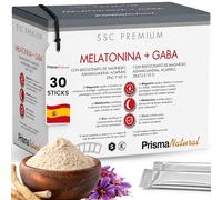 Melatonina + Gaba con Magnesio - 30 Sticks - Con Ashwagandha, Azafrán, Vitamina D y Zinc - Complemento Alimenticio - Apoyo al Descanso, Sueño y Bienestar Diario - Prisma Natural Premium