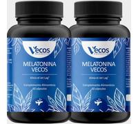 Melatonina para Dormir Bien toda la Noche VECOS - Ayuda a Regular el Ciclo Natural del Sueño - Efecto Inmunoestimulador (120 Cápsulas (2 Botes))