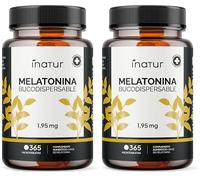 Melatonina Pura 1,9 mg Bucodispersable - 365 microtabletas | Inatur | Rápida Asimilación | Suministro para 1 año | Ayuda con el insomnio o trastornos del sueño | Vegano (Paquete de 2)