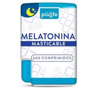 Melatonina Pura 1,9 mg por Dosis PiùLife, 600 Mini Comprimidos | 2 al Día, 10 Meses de Suministro, Melatonin Masticable, Pastillas para Dormir Bien, Adultos y Niños, Jet Lag, Sueño Zzz