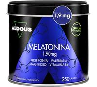 Melatonina Pura 1,9mg + Magnesio - 250 Cápsulas- Pastillas para Dormir Bien | Con 5HTP, Valeriana, Vitamina B6 -Ayuda a conciliar el sueño (+8 meses)- Insomnio, Cansancio, Fatiga - Antioxidante - ALDOUS