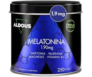 Melatonina Pura 1,9mg + Magnesio - 250 Cápsulas- Pastillas para Dormir Bien | Con 5HTP, Valeriana, Vitamina B6 -Ayuda a conciliar el sueño (+8 meses)- Insomnio, Cansancio, Fatiga - Antioxidante - ALDOUS