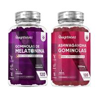 Melatonina y Ashwagandha 1200mg en Gominolas (120 Uds cada una) - Pack para el Ritmo Diario - Veganas, Sin Gluten y Sin OGM - Sabores Naturales a Fruta de la Pasión y Frambuesa