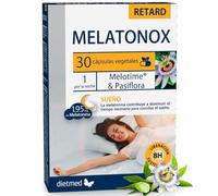 Melatonox Retard - Liberación Prolongada Melotime con Pasiflora - Ayuda a Conciliar el Sueño y Apoyo al Descanso Nocturno - Melatonina Retard para Rutina de Sueño y Jet Lag - 30 cápsulas - Dietmed