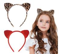 Melbelia Diademas de orejas de animales, diademas de leopardo, 2 diademas de orejas de gato para mujeres y niñas, diadema de disfraz de diadema para el pelo, accesorios para el cabello para eventos
