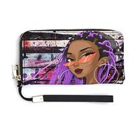 Melbrakin American African Black Hip Hop Girl Cartera de Mujer Carteras de Gran Capacidad para Damas Bolsos de Embrague Largos Bolso de PU Impreso con Cremallera