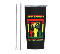 Melbrakin Black History Month Juneteenth Vaso afroamericano con tapa y pajita Vaso de acero inoxidable con aislamiento al vacío de 20 oz Tazas de café reutilizables Taza de viaje