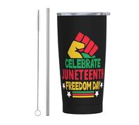 Melbrakin Black History Month Juneteenth Vaso afroamericano con tapa y pajita Vaso de acero inoxidable con aislamiento al vacío de 20 oz Tazas de café reutilizables Taza de viaje