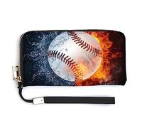 Melbrakin Bolso de Mano con Cremallera de Gran Capacidad para Mujer, para niñas, Funda para teléfono Celular, Compatible con Cartera de Bola de béisbol con Llamas de Fuego y Agua Helada