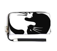 Melbrakin Bolso de Mano con Cremallera de Gran Capacidad para Mujer, para niñas, Funda para teléfono móvil, Compatible con Cartera Yin Yang en Blanco y Negro Sleepy Cat