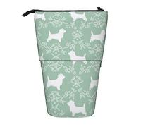 Melbrakin Cairn Terrier Florals Dog Breed Silhouette Mint Pencil Case, Stand Pencil Pouch, Telescopic Pencil Case Stand Pencil Holder Pen Bag
