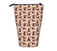 Melbrakin Chocolate Lab Wine Labrador Retriever Dog Peach Pencil Case, Stand Pencil Pouch, Telescopic Pencil Case Stand Pencil Holder Pen Bag