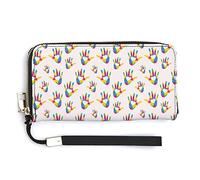Melbrakin Colorido Autismo Concientización Patrón de Mano Cartera de Mujer Carteras de Gran Capacidad para Damas Bolsos de Embrague Largos Bolso de PU Impreso con Cremallera