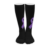 Melbrakin Concientización sobre la fibrosis quística Calcetines de compresión para mujer y hombre, calcetines altos hasta la rodilla para correr y viajar.